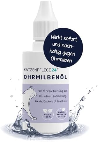 Ohrentropfen für Katzen gegen Ohrmilben, Juckreiz & Ohrentzündungen 50ml - Natürliche Sofortwirkung & sanfte Ohrenpflege