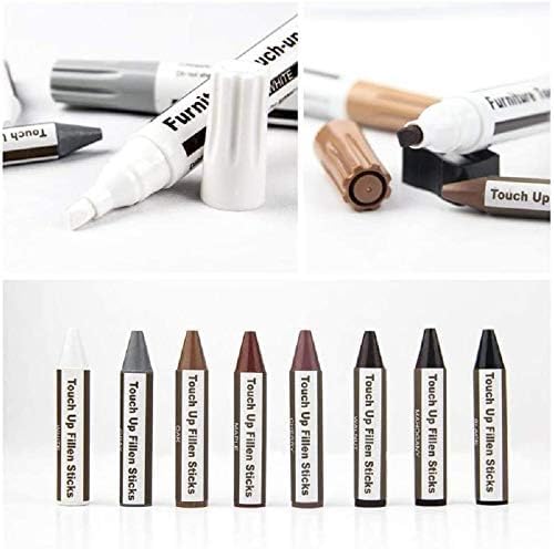 Image of KRySt Furniture Touch-Up Marker | Colour Wood Repair Markers for Scratch Removal on Wooden Furniture, Floor, Table, Cabinet & Door | Quick Dry Surface (8 MARKER + 8 WAX Color)