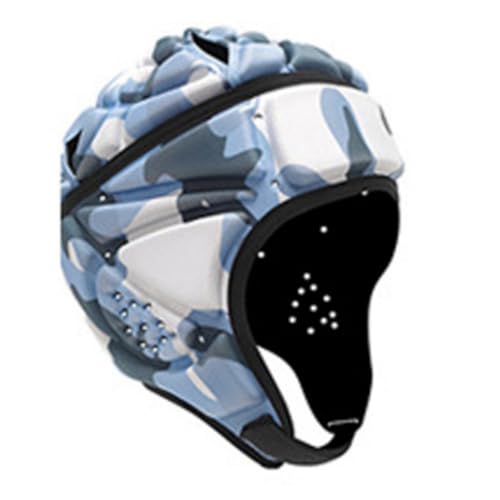 Rugby Helmet Football Headgear with Chin Strap Soft Padded Soccer Youth Head Protector Cap Hockey Headguard Hat for Youth and Adult