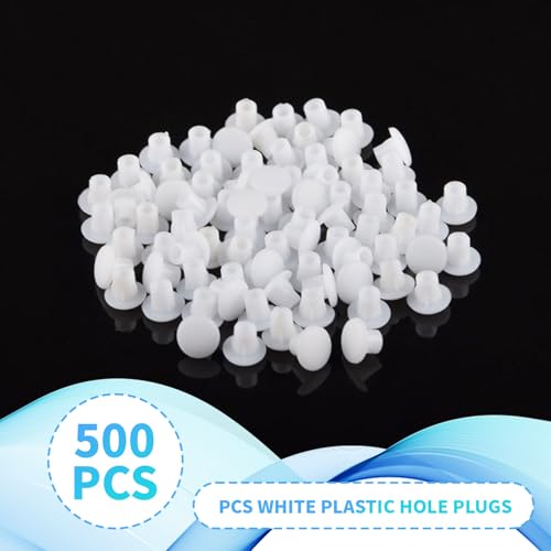 Image of 500 Pieces Plastic Hole Plugs Round Button - 3 /16 Inch Round Button Screw Caps for Nail, Screw & Partition Holes in Cabinets, Brackets & Shelves