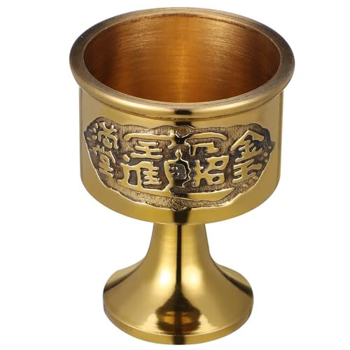 BESTYASH Copa de Latón Pequeña para Ofrendas Budistas Cáliz Metálico Decorativo para Altar y Hogar Copa de Agua Sagrada Resistente y Delicada para Uso Ritual