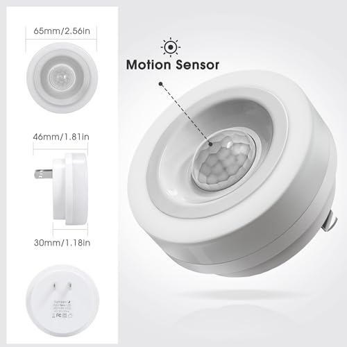 Image of Briignite Motion Sensor Night Light Orange, [2 Pack] Night Lights Plug into Wall, Auto On /Off Motion Activation Nightlight, Energy-Saving 0.6W LED Amber Night Light, Ideal for Kids, Bedroom, Bathroom
