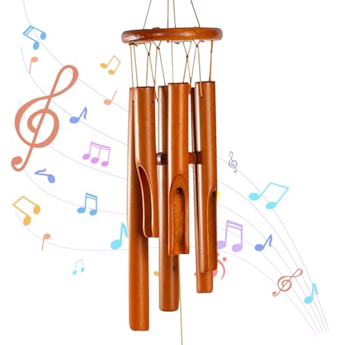 Vlecexs Bambus Windspiel, 33 cm Holz Windspiel, Wind Chime für Garten Drinnen und Draußen Hof Terrasse Heimdekoration