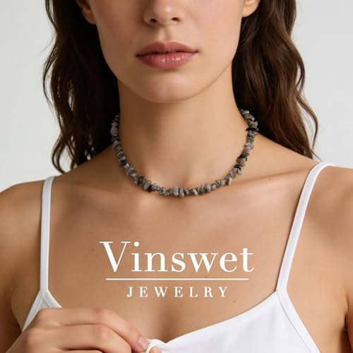 Vinswet Choker Necklace for Women Real Stone and Crystals Necklaces 4mm Beaded Choker Jewelry Meditation Gemstone Gift for Women — view 2