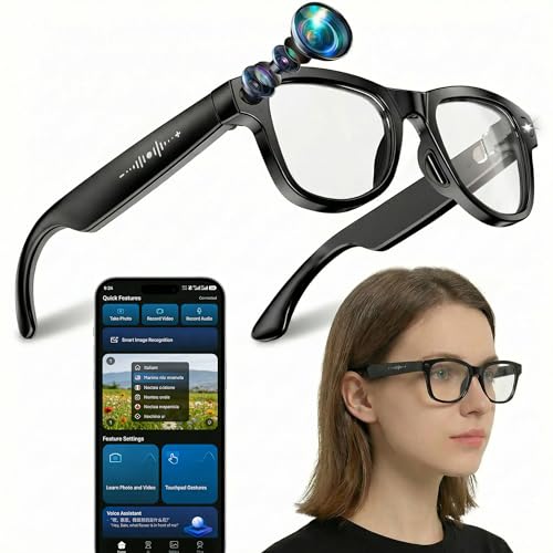 AI Smart Glasses with 8MP 4K Camera Glasses, 2026 1200P Video Recording Glasses for Women & Men, 139 Languages Real-Time Translation, Voice Assistant, Open-Ear Audio for Travel, Meetings & Vlogging