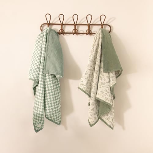 Image of lulumoon Muslin Baby Blanket Neutral: Cotton Toddler Blanket for Daycare | Reversible Cotton Crib Blanket for Daycare - Breathable Baby Swaddle for Stroller & Travel, 47x47in (Mocha Checkered)