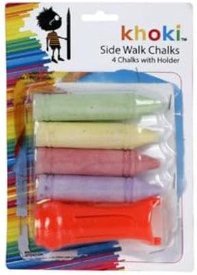 khoki Jumbo Sidewalk Chalk Set with Holder, Multicolour, 4 Piece