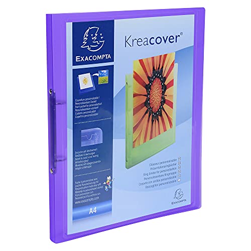 Exacompta 54969E Präsentationshefter KreaCover aus transluzentem Kunststoff. 2 Ring-Mechanik DIN A4 Rücken 20mm ideal für Angebots- und Unternehmenspräsentationen 1 Stück Zufallsfarbe