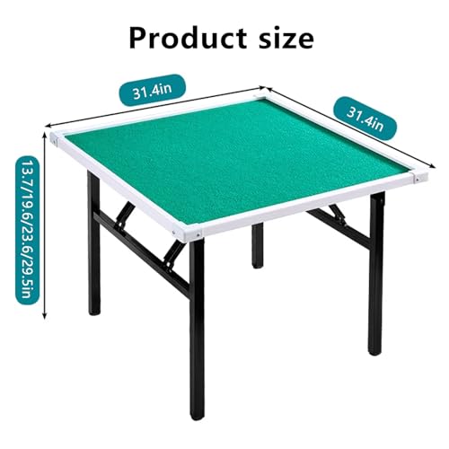 Mesa G plegable de 31.4 pulgadas, mesa de póquer portátil con parte superior de alfombra suave, diseño plegable para la noche G familiar, patas de metal resistentes