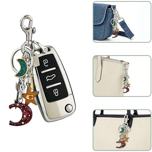 Image of Star Moon Alphabet Keychain, Cute Bag Charm, Purse Accessories for Women