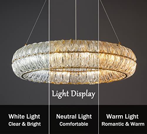 Fine Maker Modern Round Crystal Chandelier Light Fixture, 8-Light Luxury Gold Crystal Pendant Lights, Semi Flush Mount Pumpkin Chandeliers For Living Room Kitchen Island Bedroom D23.6 X H39.4… #TOP2