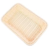 SOESFOUFU Cesto Intrecciato in Pp Beige per Frutta e Snack Design Aperto, Cesta Rustica Semplice per Casa e Negozio, Contenitore Pratico e Decorativo