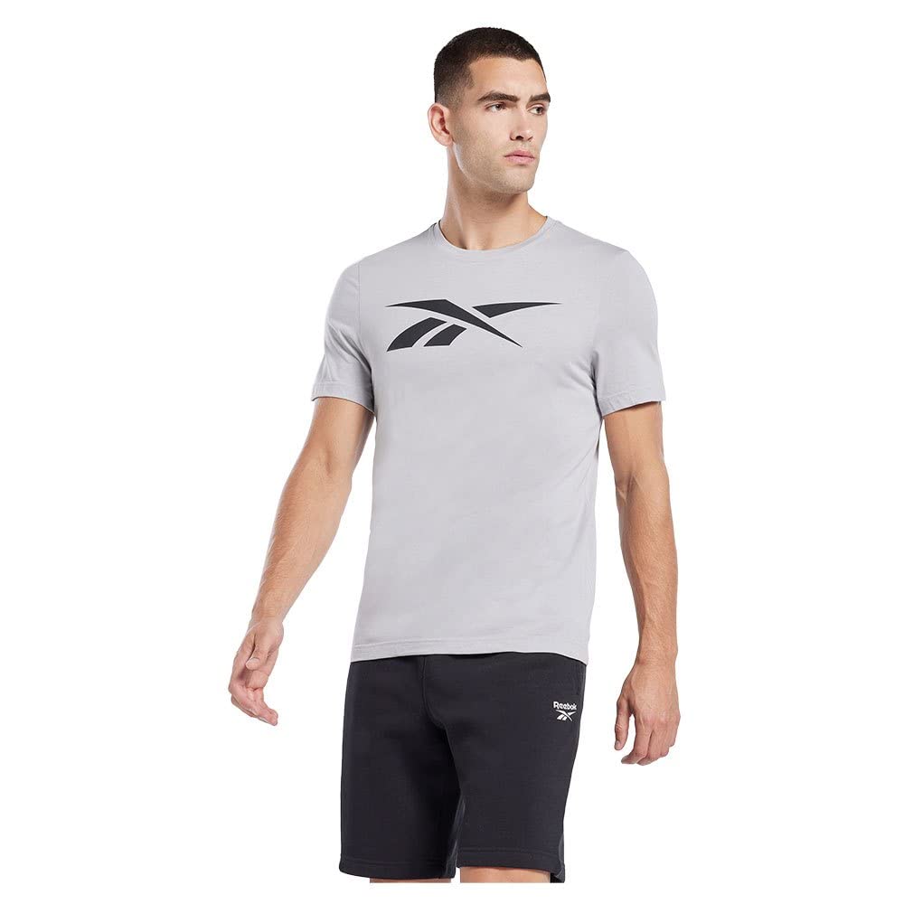 Reebok Men's Identity Vector T-Shirt, Pure Grey 3, XXL