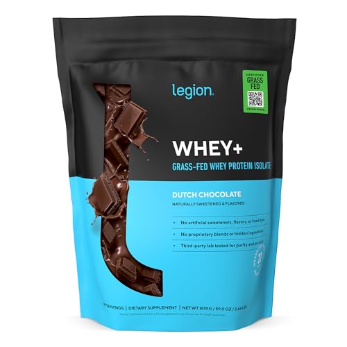 LEGION Whey+ Protein Whey Isolate from Grass Fed Cows (Chocolate, 60 Servings) - Whey Protein Isolate Powder, Low Calorie, Non-GMO, Sugar Free, Lactose and Gluten Free, All Natural Protein Powder