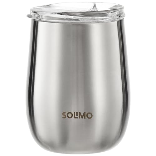 Amazon Brand - Solimo Stainless Steel Tumbler | Coffee Mug | Double Wall | Sweat-Proof Sipper with Lid for Hot & Cold Drinks | BIS-Approved | 300ml (Silver Steel Finish)