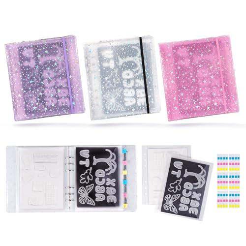 Image of Magnetic Sheets and Storage Bags for Stamps and Dies Storage with Album Pocket, Die Cut Storage Set for Storage Die Cutting,DIY Scrapbooking,Card Making Supplies (Purple&White&Pink)