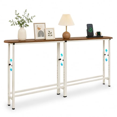 Image of Narrow Console Table, 102.4 inch Sofa Table Adjustable Height Behind Couch Table