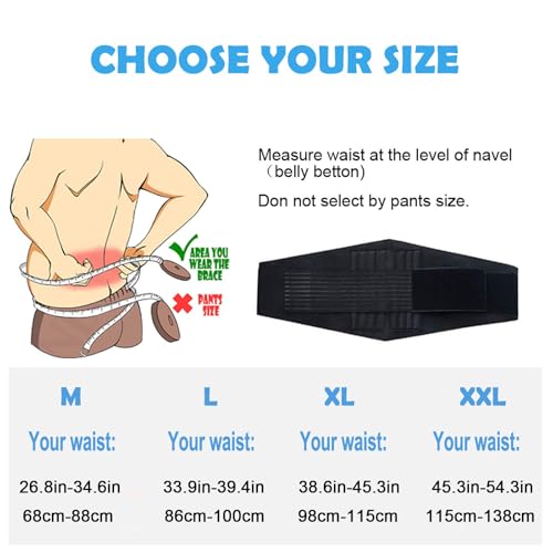 Paskyee Lower Back Support Belt with 6 Stays, Back Brace for Scoliosis & Sciatica and Back Pain Relief, Lumbar Support Belt for Men and Women, Adjustable Lower Back Support Brace with PU