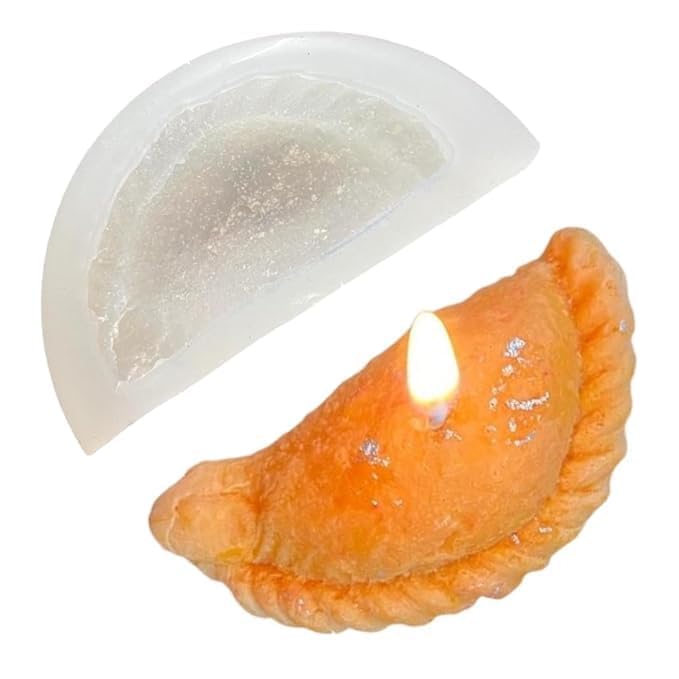 KROKIO® - Gujiya Mould Silicone for Candle Making Molds Gujia Shape Mithai Mold Ghughra Moulds 1 Cavity Soap Resin Art and Craft Sweet Chocolate Mold-image-31