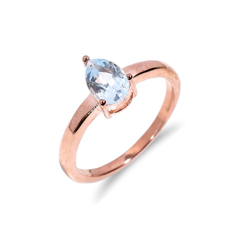 Bague en argent et topaze bleu ciel taillée en poire pour une élégance raffinée