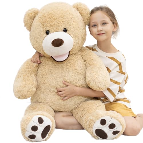 Image of MaoGoLan Giant Teddy Bear Plush,39 inches Big Teddy Bear Stuffed Animal,Adorable Smiling Large Bear,Express Your Love Gift for Kids,Girlfriend,Baby Shower,Valentines Day,Christmas,Long Distance