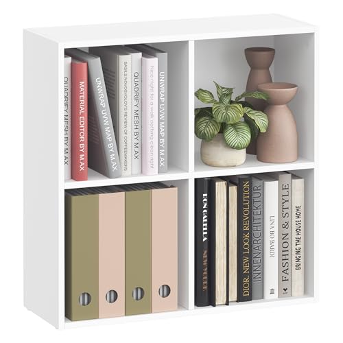 VASAGLE Bookcase Cube Shelf with 4 Compartments 9.4 x 26 x 26 Inches