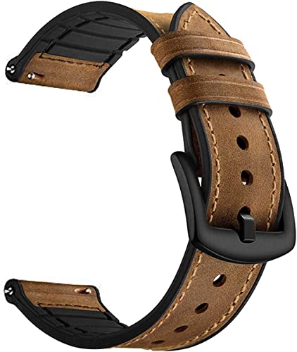 Image of 20mm Smart Watch Strap Hybrid Leather Silicone for Samsung Galaxy Watch 4 40mm 44mm /4 Classic Strap 46mm 42mm,Galaxy Watch 5 /5 Pro Strap & Other 20mm Width Watches - Brown