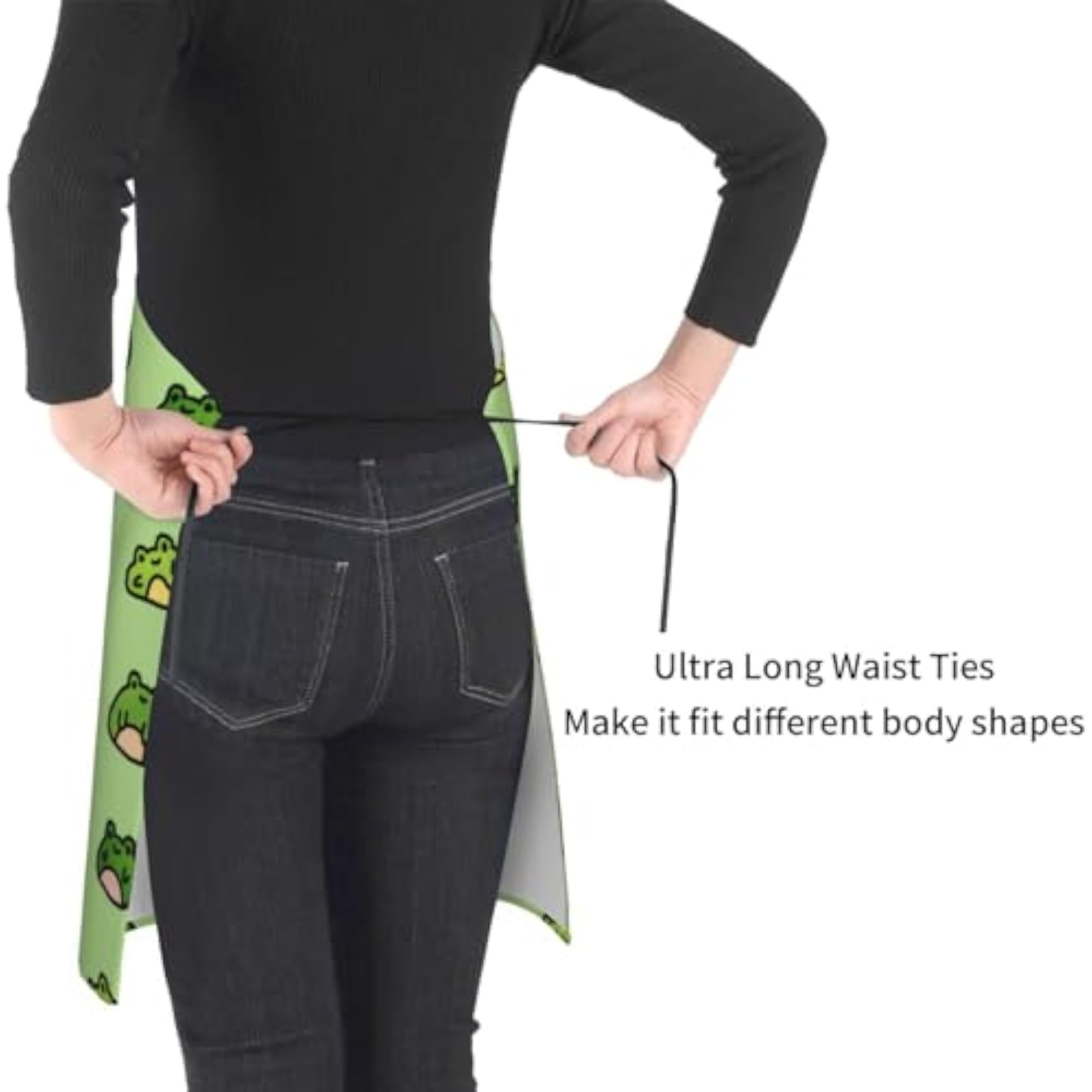 Cute Funny Frog Apron for Cooking, Adjustable Neck Strap