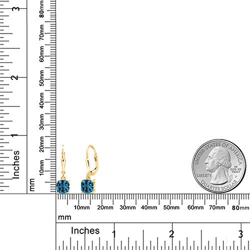 Gem Stone King 18K Yellow Gold Plated Silver 6MM Cushion Gemstone Birthstone Dangle Earrings For Women | Fine Jewelry Gifts for Her Mom Women Wife - Image 5