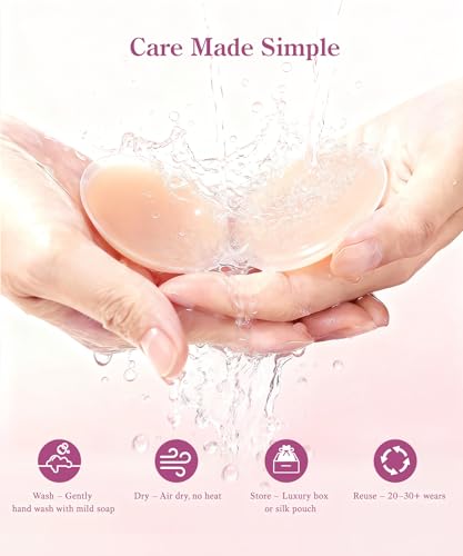 Xene Nippelpads Wiederverwendbar - Nippel Cover für Damen, Unsichtbare Silikon Nipple Pads, Ultradünne & Komfortabel Nipple Cover Brustwarzenabdeckung mit Luxus-Verpackung