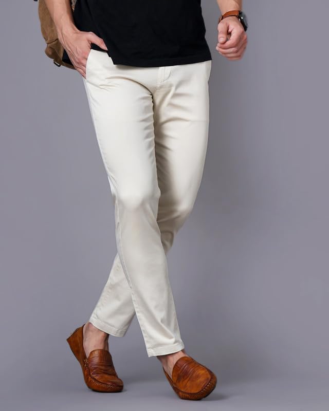 Image of British Club 100% Cotton Slim Fit Flat-Front Trousers for Men | Tailored Design for a Clean Look | Versatile for Office & Casual Wear | Lightweight Breathable Fabric | Black