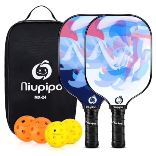 niupipo Pickleball Paddles, Pickleball Paddles Set of 2, Fiberglass Surface, Polypropylene Honeycomb Core, Cushion Grip, Lightweight Pickleball, Portable Carry Bag, White