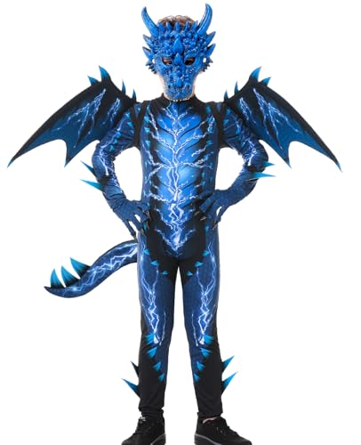 aicoaub Drachen Kostüm Kinder Drachenkostüm für Jungen Mädchen mit Flügel Masken Drachenklaue Schwanz Karneval Halloween...