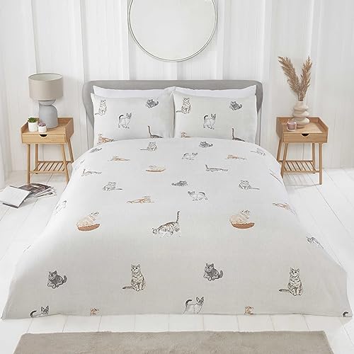 CnA Stores Purrfect Cats Single Duvet Cover Bedding set Reversible Soft Easy...