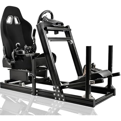 Marada Aluminum Profile Racing Simulator Cockpit with Seat, Unlimited Adjustment, Fit for Thrustmaster/Fanatec/Moza/Logitech G29 GPro,Sim Frame 8040, Not Include Steering Wheel,Pedals,Handbrake Cover