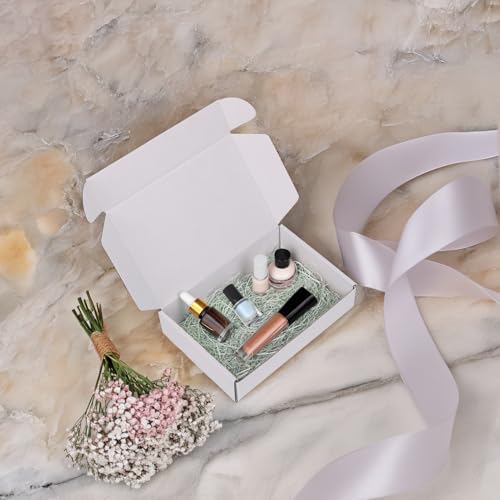 Image of RLAVBL 9x6x2 Shipping Boxes Set of 50, White Corrugated Cardboard Box for Packing, Mailing, Business