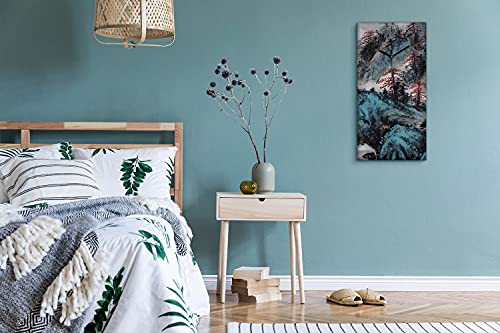 Horloge sur Toile sans Tic-Tac pour Salon et Chambre Image Arbre Brouillard