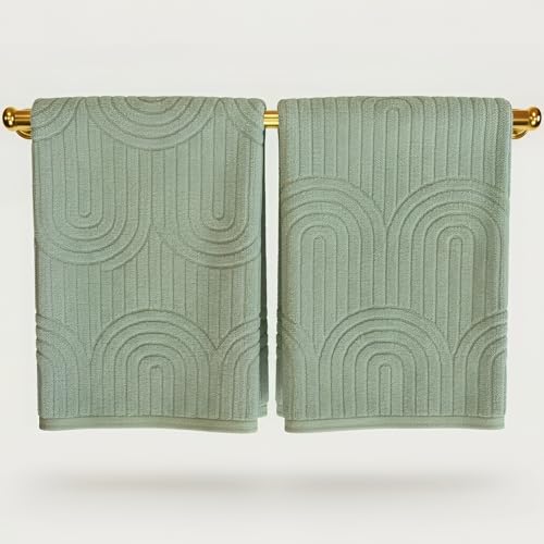 KIBAGA Decorative Hand Towels for Your Bathroom Or Kitchen – Luxurious Set of 2 Soft Boho Cotton Towels are Absorbent, Lightweight & Dry Quickly – Perfect to Elevate Any Bath Decoration at Home