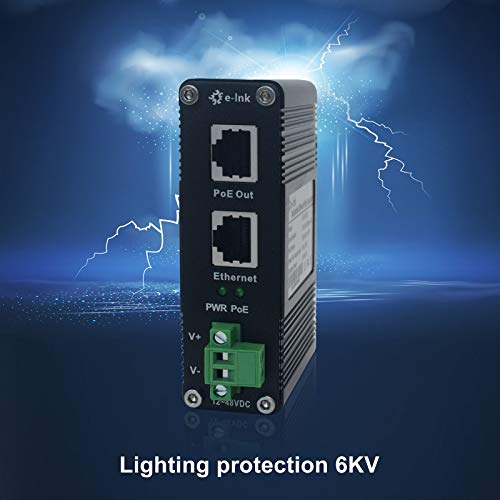 Image of PoE Injector - Industrial Gigabit PoE+ Injector IEEE802.3 at 30W Hardened POE Adapter with 12-48V DC Input DIN- Rail, Wall Mount