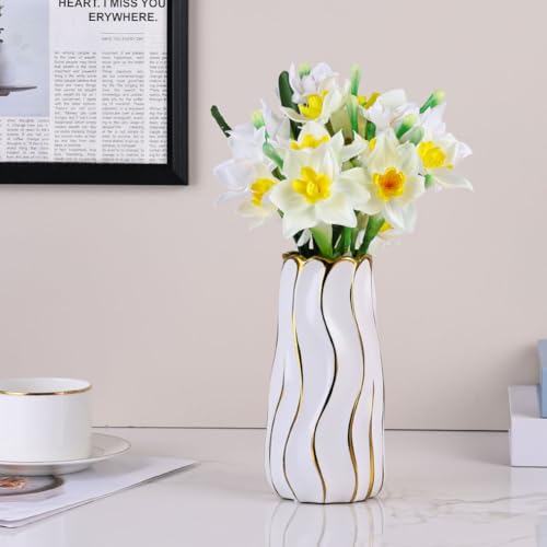 Jarrón de cerámica blanca de 19 cm estilo boho para pampas 5