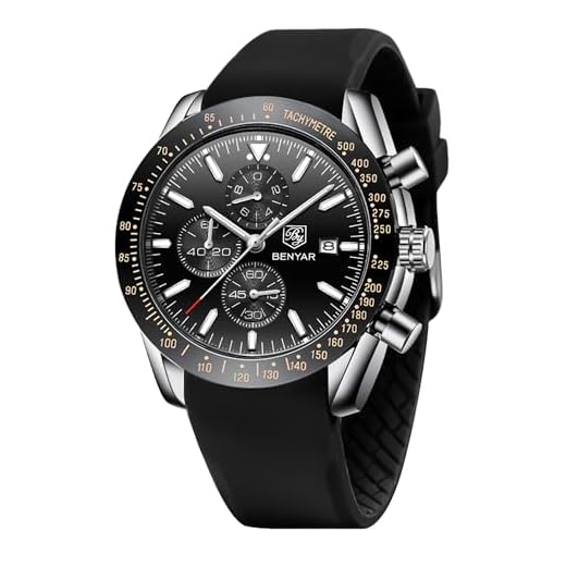 Relógios masculinos BY BENYAR cronógrafo, analógico, movimento de quartzo com design esportivo elegante, à prova d'água até 30 m, presente elegante para homens