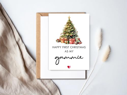 HKDesignGift Happy First Christmas As My Gammie - Cartão de Natal para Gammie - Presente New Grandma