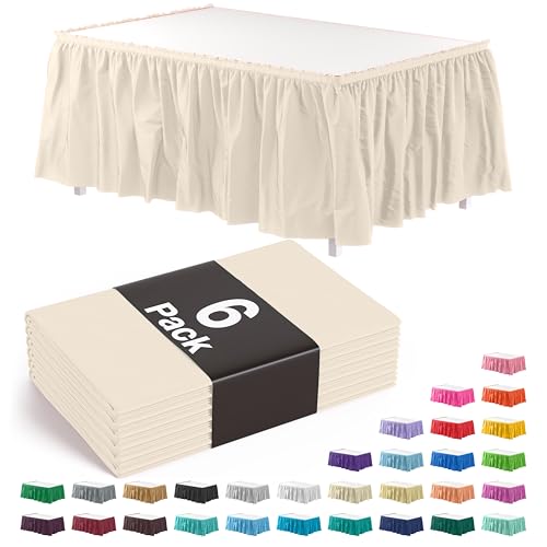 Exquisite jupe table ivoire 6 pcs plastique 29po x 14pi adhésif