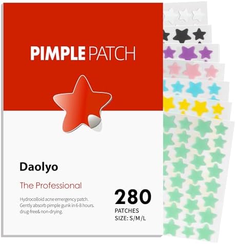 Pimple Patches for Face, 3 Size 280 Counts Hydrocolloid Acne Patches, Cute Star Pimple Stickers with Salicylic Acid, Tea Tree Oil & Calendula Oil, for Covering Zits and Blemishes