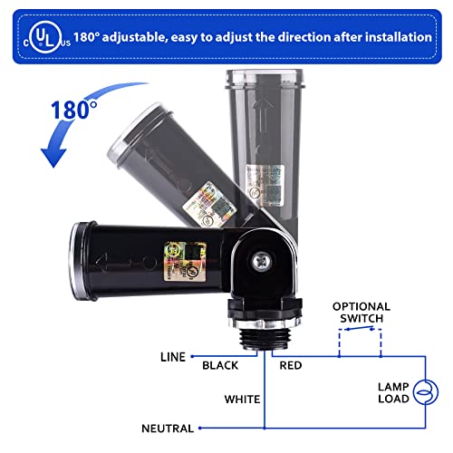 Dusk To Dawn Sensor-2 Pack Photocell Sensor Photoelectric Switch 120-277V, Hardwired Ip65 Waterproof Photo Cell Sensor With Swivel Mount, Photocell For Outdoor Light #TOP5