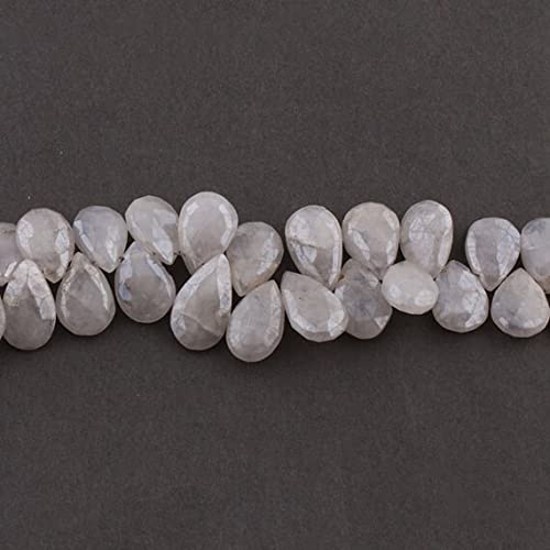 Perles briolettes saphir blanc corindon naturel poire 12mmx9mm-16mmx9mm 7.5 pouces SB3074