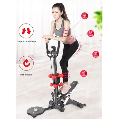 Image of Mini Swing Stepper with Handlebar, LCD Monitor, ing Action, Anti-Slip Pedals, 200kg Weight Capacity for Home Gym Fitness(Pink)