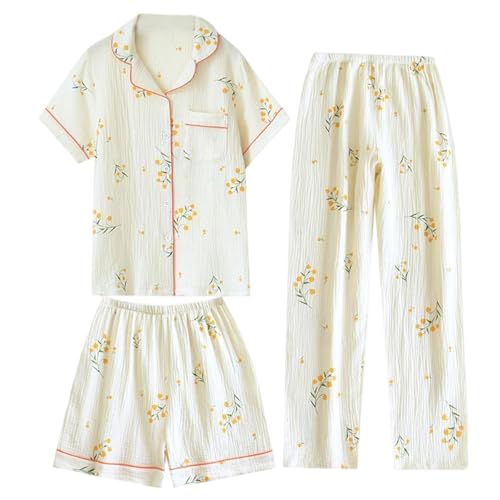 Ensemble pyjama 3 pièces pour femme en coton léger idéal pour les nuits d'été douces
