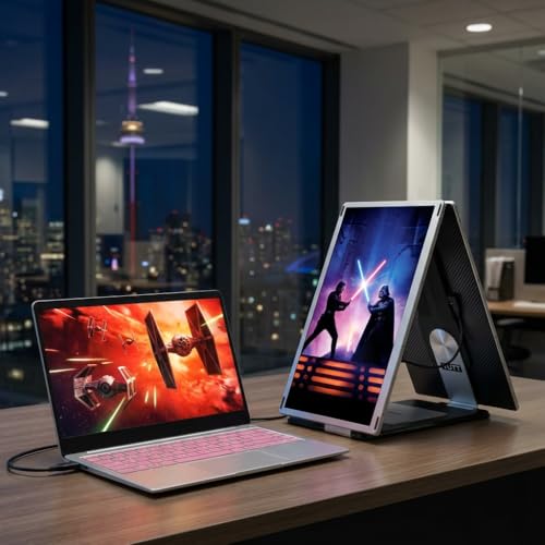 Image of TUTT 15.6 inch FHD Portable Monitor - S6 Triple Screen Extender, USB-C /HDMI, 7 Viewing Modes | All Devices Compatible with Converter Cable (H5 Included)