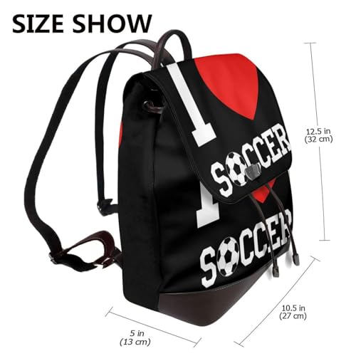 I Love Soccer Football Microfiber PU Leather Backpack Lightweight Daypack Bag for Travel Business Commute Gym2